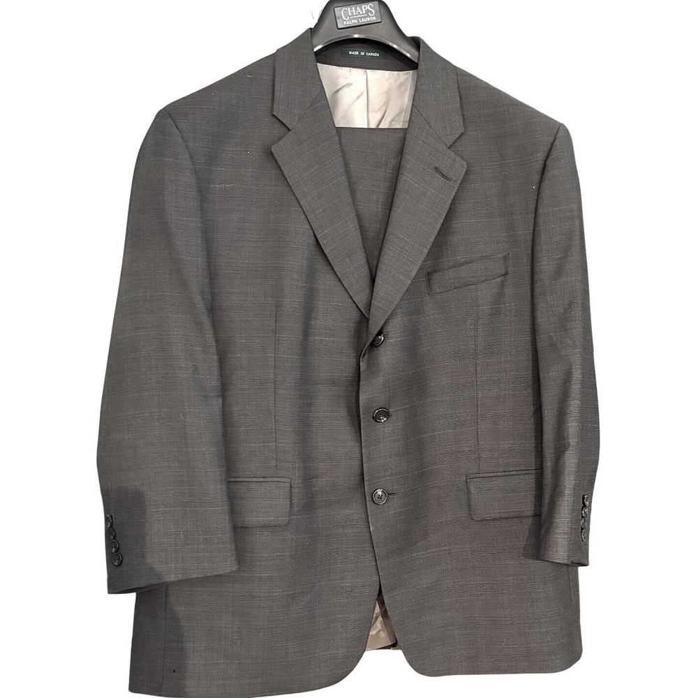 Chaps Ralph Lauren Mens 46S Grey Wool 2 Piece Suit Pleated Cuffed Pants Canada